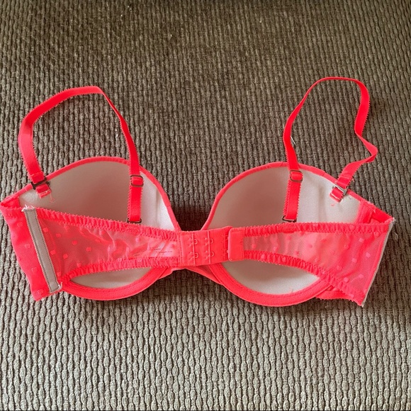 Anthropologie By Eloise Neon Pink Coral Mesh Swiss Dot Converible Strap Bra 34C - Picture 6 of 16